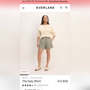 Everlane Easy Short Elastic Sage Green Twill Khaki Large